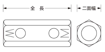 鉄 異径高ナット (ねじ違径変換用)(ビッグワン用)の寸法図