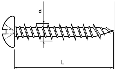 鉄 ノンプラビス(+)ナベ頭(振動ドリル付)(コンクリート用ビス)の寸法図