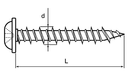 鉄 ノンプラ(+) ナベ頭ワッシャーヘッドWH (PW-B-S/振動ドリル付) (コンクリート用ビス)の寸法図
