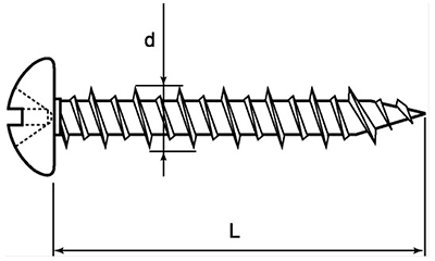 鉄 ノンプラビス(+)ナベ頭(付属ドリル無)(コンクリート用ビス)の寸法図