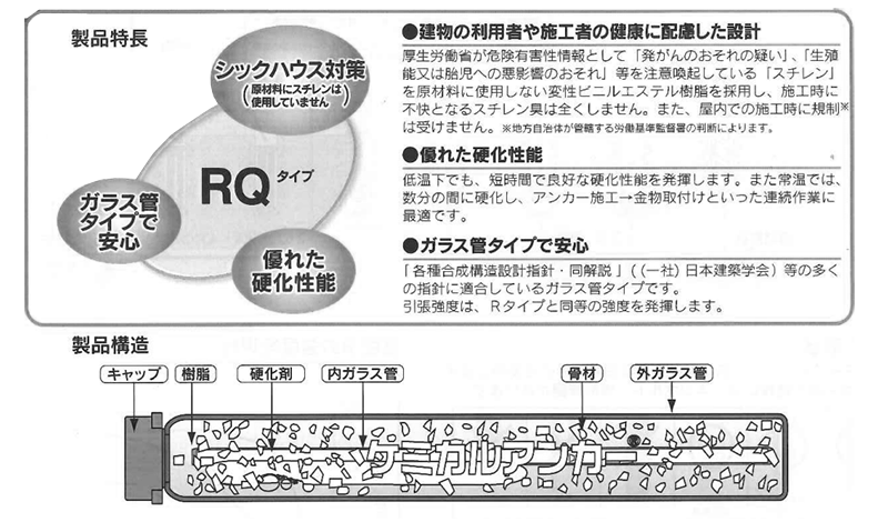 ケミカルアンカー デコラ RQタイプ (撹拌タイプ)タイプRQ-●N (低温速硬型)の寸法図