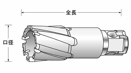 ユニカ 超硬ホールソー メタコアマックス25(ワンタッチ)(有効長25mm)(MX25)の寸法図