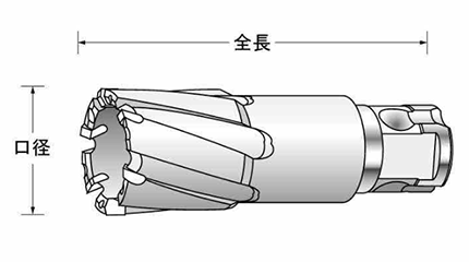 ユニカ 超硬ホールソー メタコアマックス50(ワンタッチ)(有効長50mm)(MX50)の寸法図
