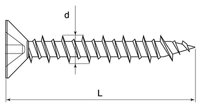 鉄 ノンプラビス(+)皿頭得用パック (コンクリート用ビス)の寸法図