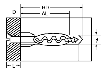トグラー アリゲーター(A)(樹脂製ツバなし) 万能機能タイプの寸法図