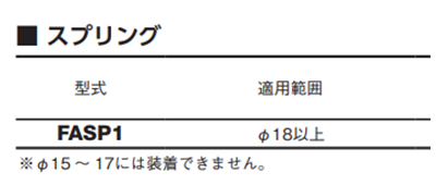 大見工業 FAホールカッター用スプリング (FASP)の寸法表