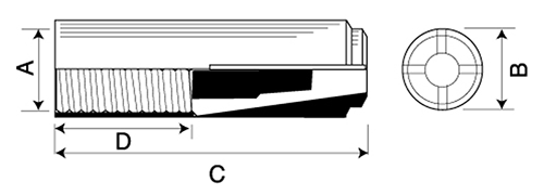 鉄 ドロップインアンカー(DA) (メネジ内部コーン式)AYの寸法図