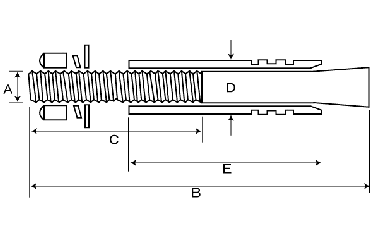 鉄 ビルボルト(AY製)(おねじスリーブ打込式)の寸法図