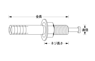 鉄 タイトアンカー(AY製) Cタイプ (おねじ芯棒打込式)の寸法図