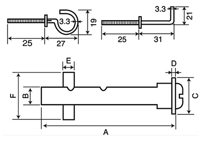 鉄 アイティプラグ (IT-)(はさみ固定式)の寸法図