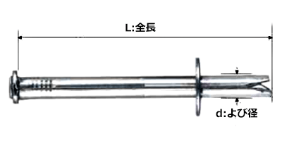ステンレス ヒットネイル ALC用専用釘 (HN38S)の寸法図