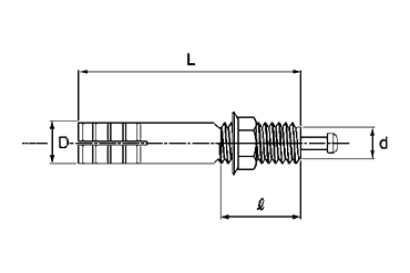 ステンレス オールアンカー SCタイプ (おねじ芯棒打込式)の寸法図