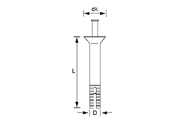 ステンレス オールアンカー SYタイプ皿頭 (芯棒打込式)の寸法図