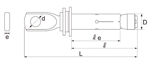 ステンレス フェイルセーフアンカー(SFCN)(二重落下防止対策品)(コーンナット式)(サンコーテクノ)の寸法図
