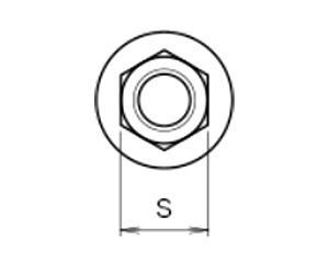 ステンレス アンカー用座金付ナット(セレート無し)SBN(サンコーテクノ)(インチ・ウイット)の寸法図