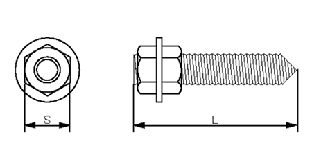 ステンレス ケミカルボルト(Vカット)(ナット2個+平座付) CB-VSの寸法図