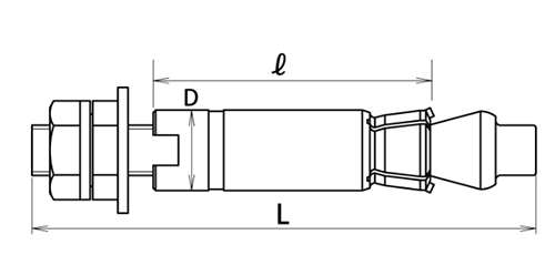 ステンレス 拡底式 メタルアンダーカットアンカー スマートタイプ SMUS-HL (サンコーテクノ)の寸法図