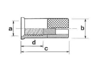 ステンレス ホークヘッドインアンカー (HIF /中空スラブ用)(メネジ内部コーン式)(KFC製)の寸法図