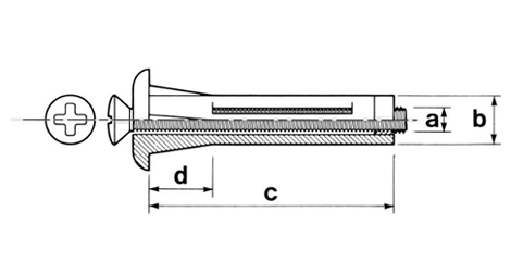 樹脂 ホーク・ツイストナイロンアンカー(NT-S /ステンレスビス)(KFC製)の寸法図