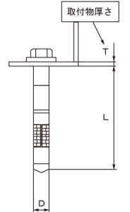 ステンレス ヒジカタボルト(六角ボルトタイプ)の寸法図