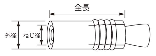 ステンレス ベストカットアンカー (メネジタイプ・本体打込式)の寸法図