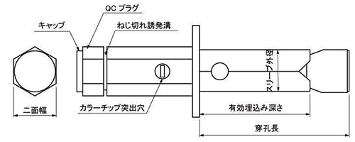 ステンレス QCアンカー (エヌパット製) (懸垂物取付用)の寸法図