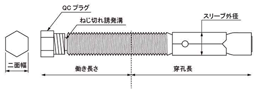 ステンレス スマートQCアンカー (エヌパット製)(施工管理可能・雄ねじアンカー)の寸法図