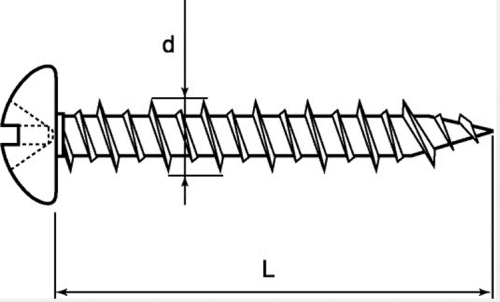 ステンレスSUS410 ノンプラビス(+)ナベ頭(振動ドリル付) (コンクリート用ビス)の寸法図
