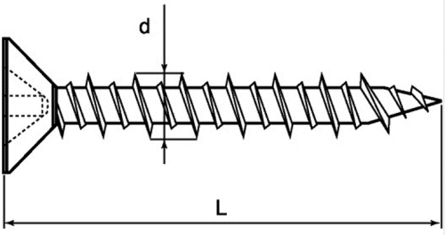 ステンレスSUS410 ノンプラビス(+)皿頭(振動ドリル付) (コンクリート用ビス)の寸法図