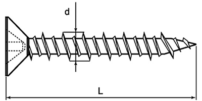 ステンレスSUS410 ノンプラビス(+)皿頭 (コンクリート用ビス)の寸法図