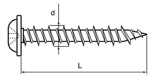 ステンレスSUS410 ノンプラビス(+)座付頭 (コンクリート用ビス)の寸法図