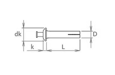 アルミ オールアンカー(ASU) (芯棒打込式)の寸法図