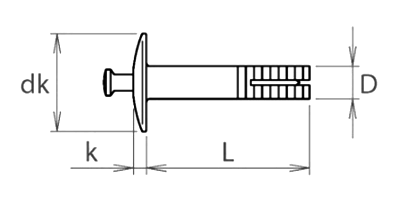 銅製 オールアンカー CUFTタイプ (芯棒打込式)の寸法図