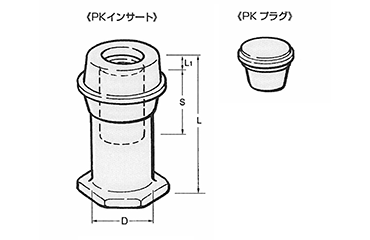鉄 JL PKインサート(プラグナシ) (底部形状付)の寸法図