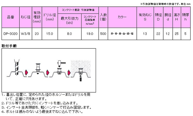 三門 デッキパンチDP (軽天用)(白)の寸法表