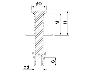エヌパット スプリングデッキアンカー(SDAW)(デッキプレート用/断熱材敷込スラブ用)(各色)の寸法図