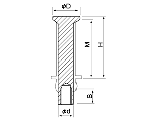 エヌパット デッキアンカーDA(デッキプレート用)(一般スラブ用)(各色)の寸法図