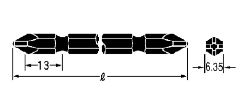 ベッセルタッピングビット(ブラック刃先) No.A14B(S)(低硬度)の寸法図