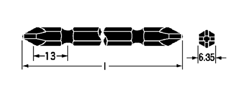 ベッセル タッピングビット(ハイパワー刃先) No.A14Hの寸法図