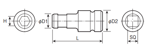 ベッセル ソケットアンビル A30 (9.5/12.7 インパクト用アダプター)の寸法図
