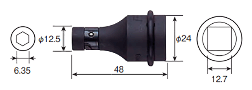 ベッセル ソケットアンビル BH-30 (12.7 インパクト用アダプター)の寸法図