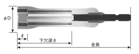 ベッセル 超剛鍛ミラーソケット (40Vインパクト対応)の寸法図