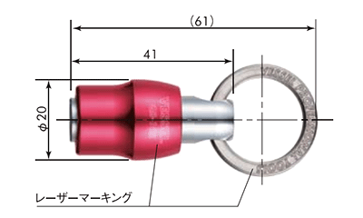 ベッセル クイックキャッチャー(単体)(QB)(ネジ締めビットホルダー)の寸法図