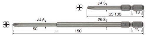 ベッセル 段付きギザビット(AZ16-H)(2本組)の寸法図