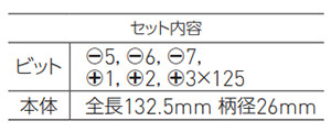 ベッセル インパクトユニドライバー 260002 (ビット差込部 6.35mm)の寸法表