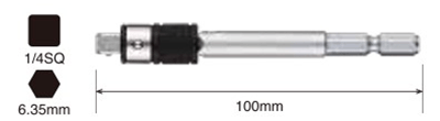 ベッセル 電動ドリル用 2WAYアダプター (H6.35/SQ1/4)の寸法図