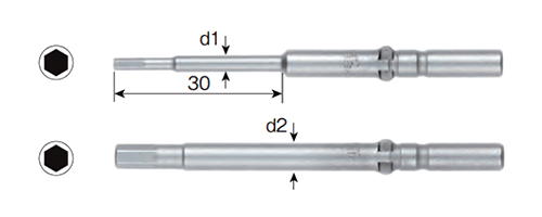 ベッセル 精密ビットD76 (対辺)(差込φ5mm)の寸法図