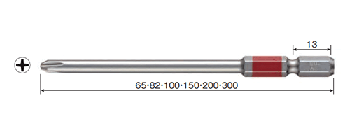 ベッセル 剛彩ビット(+) 片頭 (細軸タイプ)(GS16)の寸法図