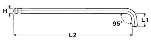 エイト テーパーヘッド六角棒スパナ セット(特短)(ロング) TTS-の寸法図