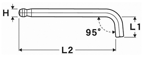 エイト テーパーヘッド六角棒スパナ(特短) TTR-の寸法図